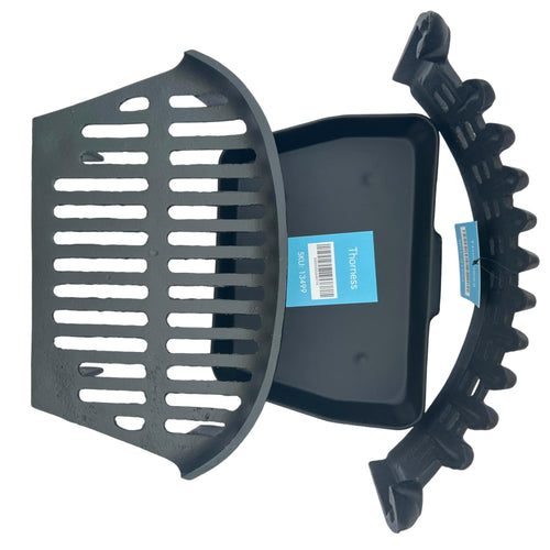 Jolof Store 18-Inch Cast Iron Fireplace Grate with Ash Pan Set