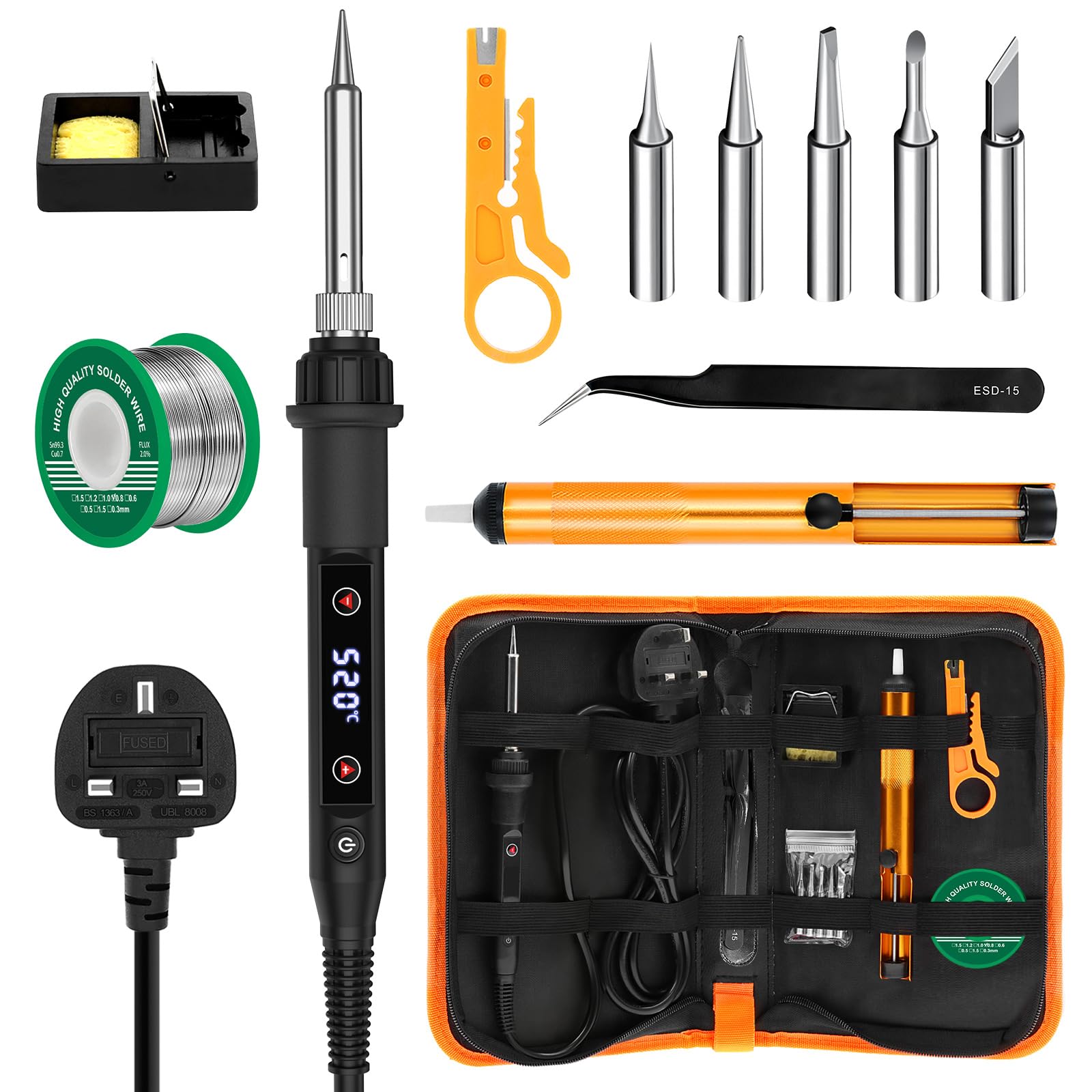 80W LED Soldering Iron Kit | Adjustable 180-520°C Welding Tools