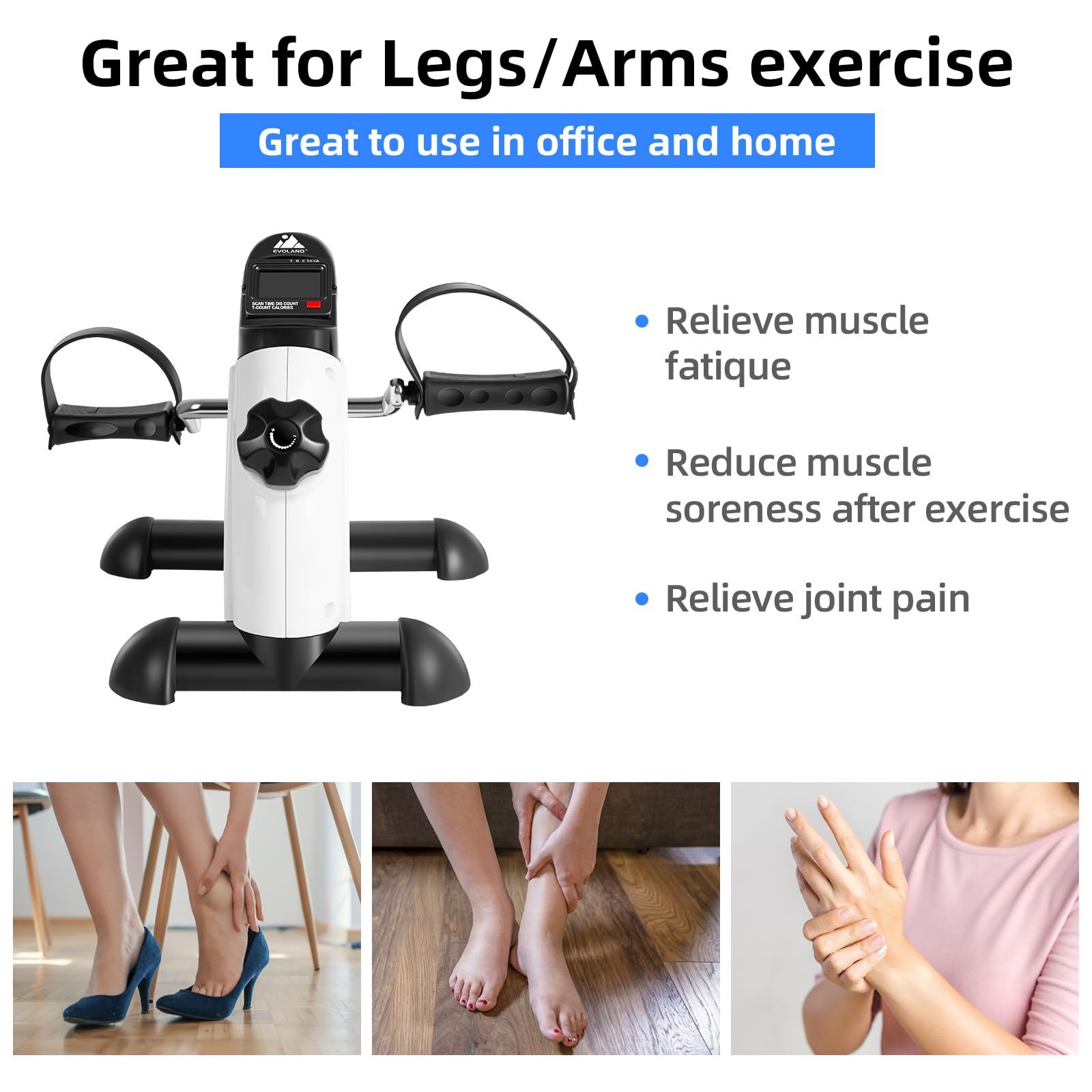 EVOLAND Under Desk Bike Pedal Exerciser with Handle | Portable Mini Bike