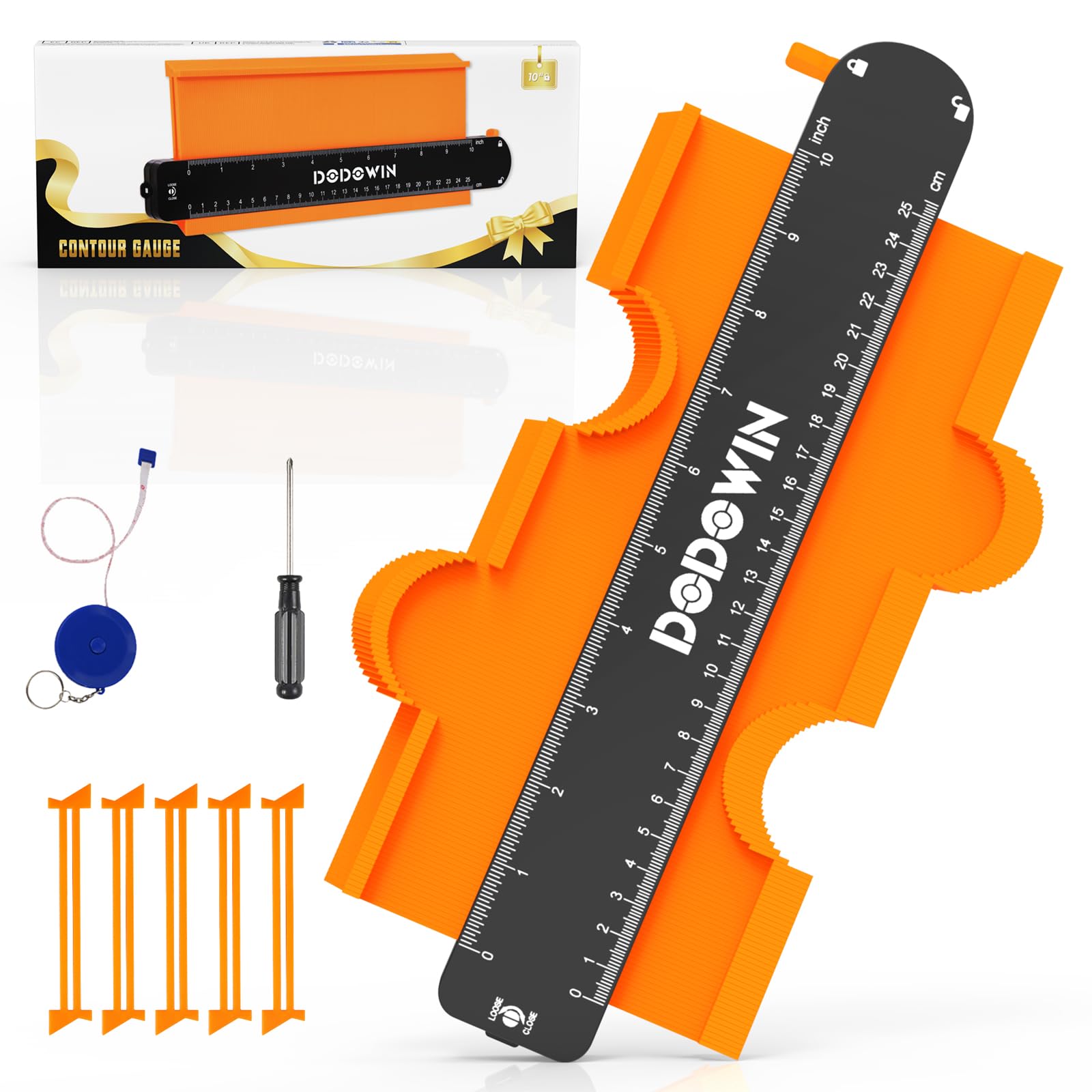 DODOWIN 10" Contour Gauge Profile Tool | Woodworking Angle Finder