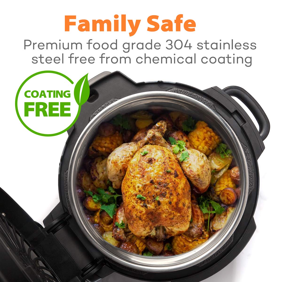 Sicheer 6.5 Qt Stainless Steel Inner Pot Replacement for Ninja Foodi
