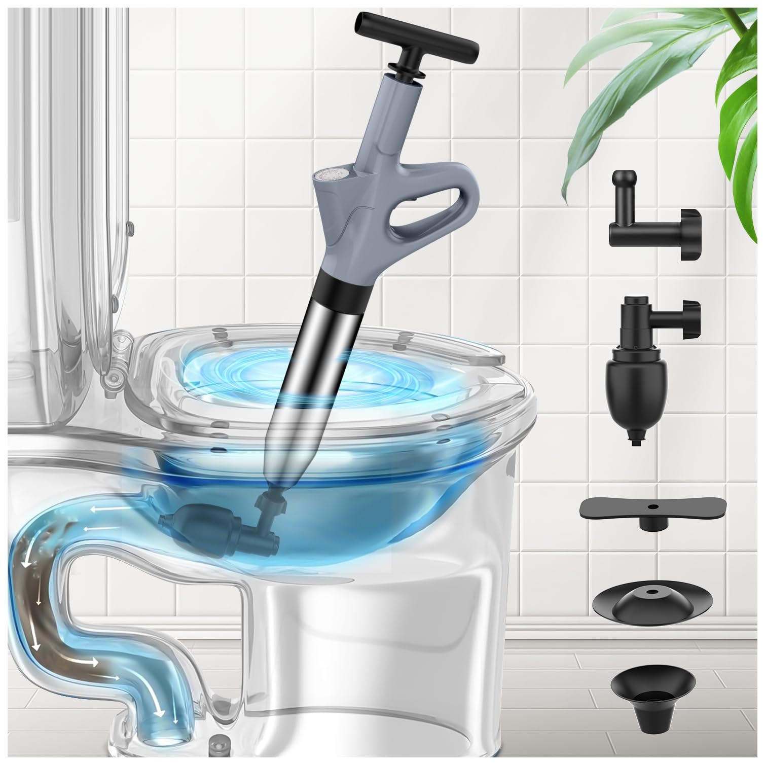 Mieaoll High-Pressure Toilet Unblocker – Heavy Duty Drain Plunger Tool