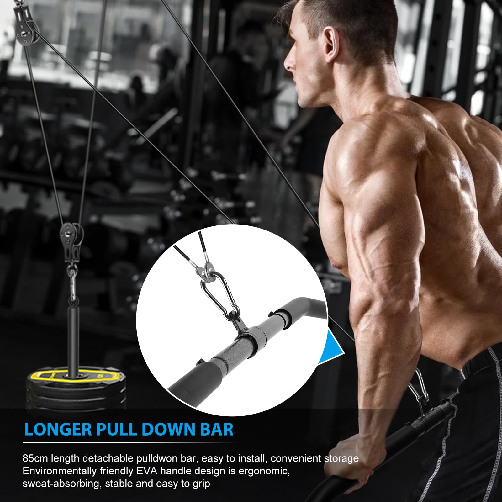 FASPUP Home Gym Cable Pulley System – LAT Pull Down & Arm Workout Kit