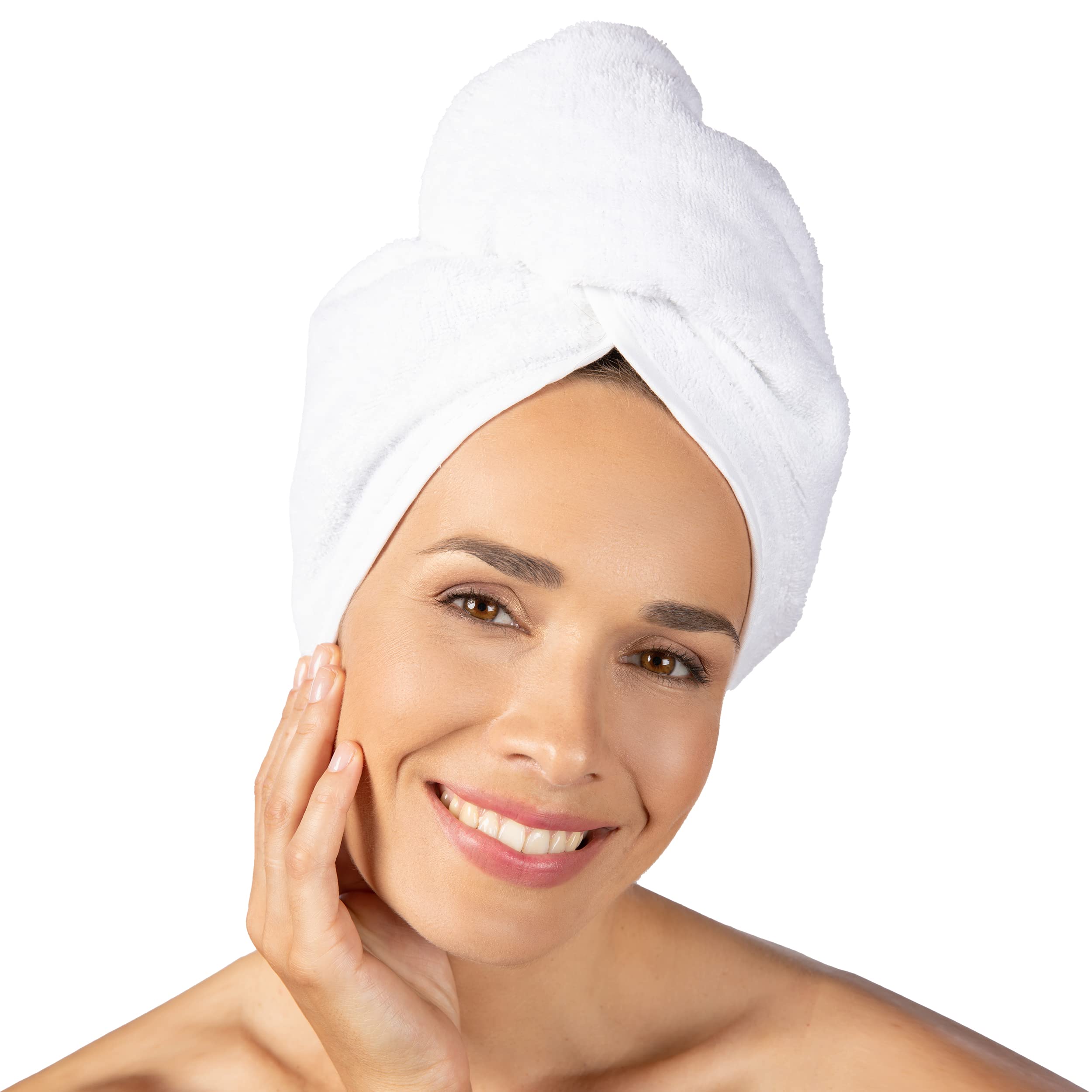 Cotton Hair Turban – Quick-Dry Terry Towel in Snow White