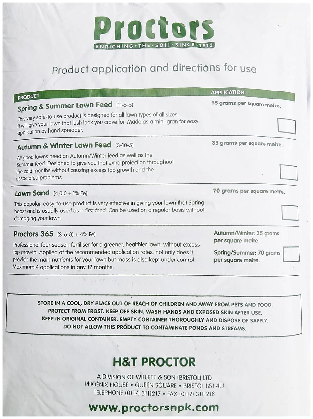 Proctors Spring & Summer Lawn Grass Food - 20kg Moss Killer Fertilizer