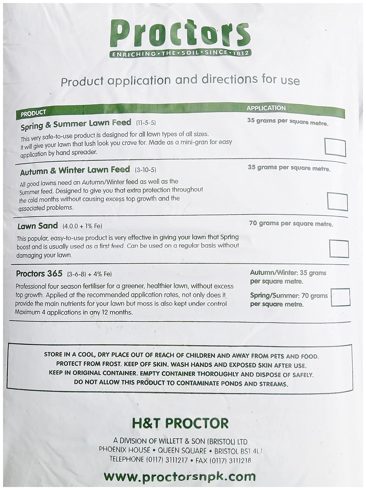 Proctors Spring & Summer Lawn Grass Food - 20kg Moss Killer Fertilizer