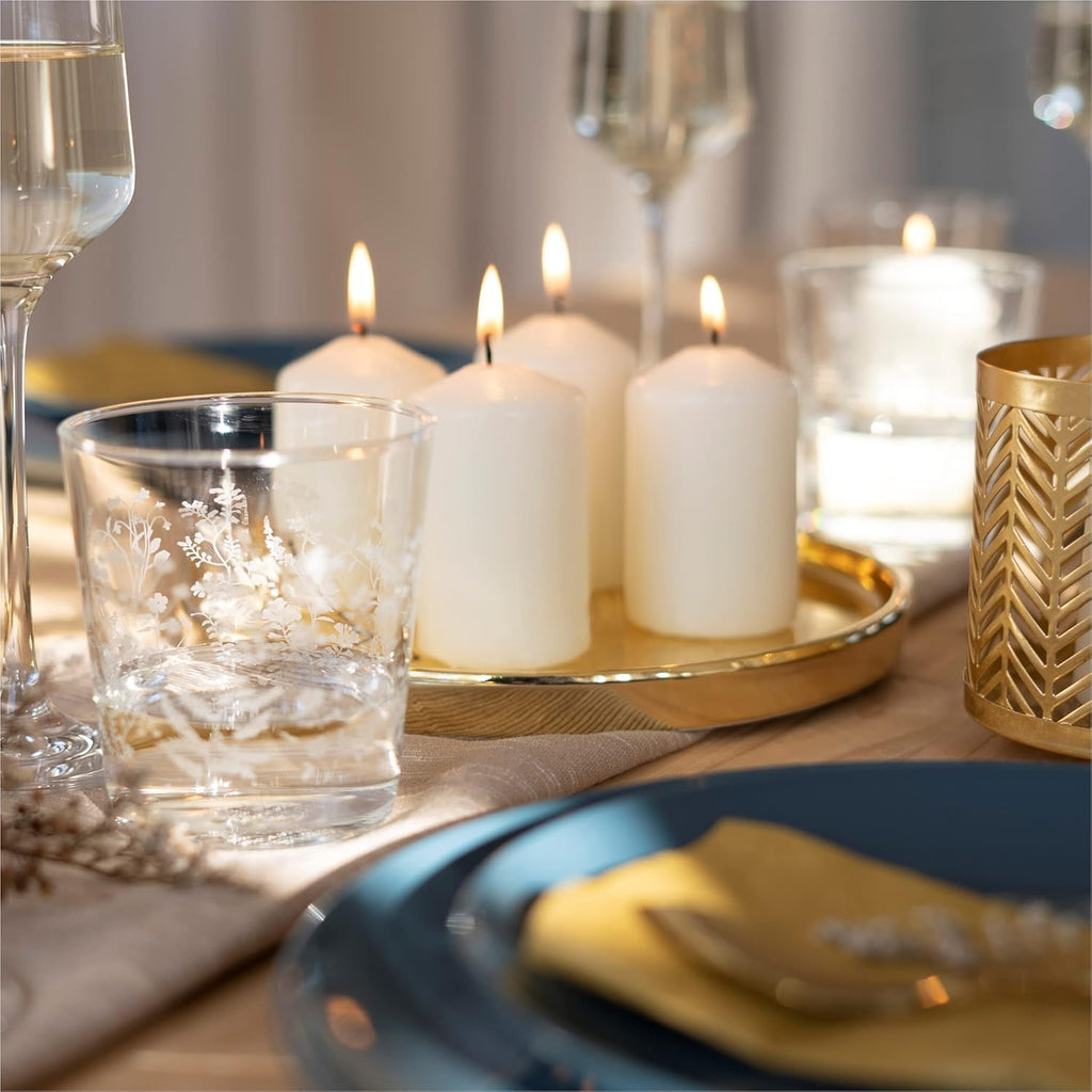 Hofer Ivory Pillar Candles – Set of 80 Unscented Dripless Candles