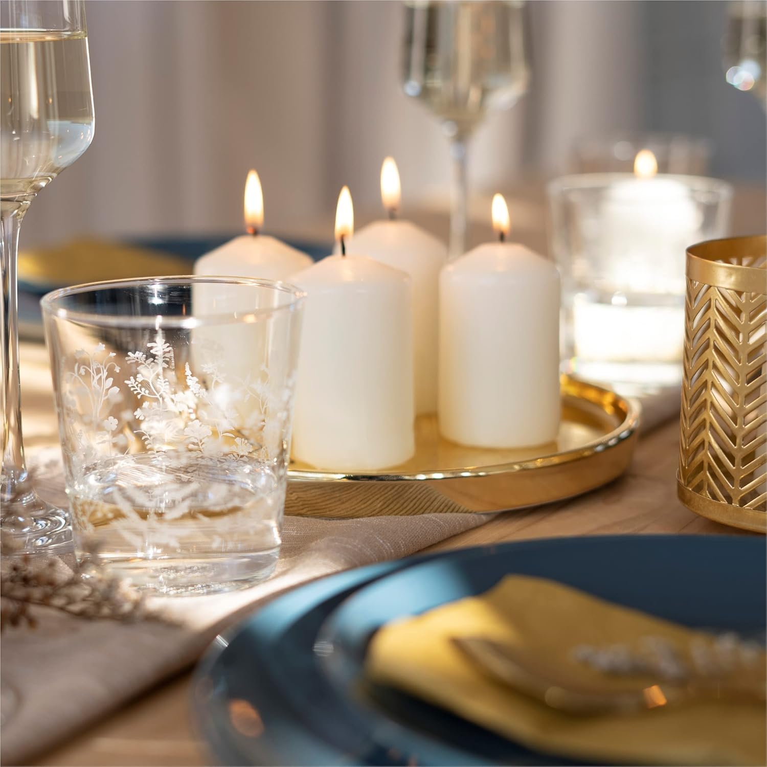 Hofer Ivory Pillar Candles – Set of 80 Unscented Dripless Candles