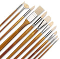 Fuumuui 11pcs Hog Bristle Paint Brush Set for Oil and Acrylic