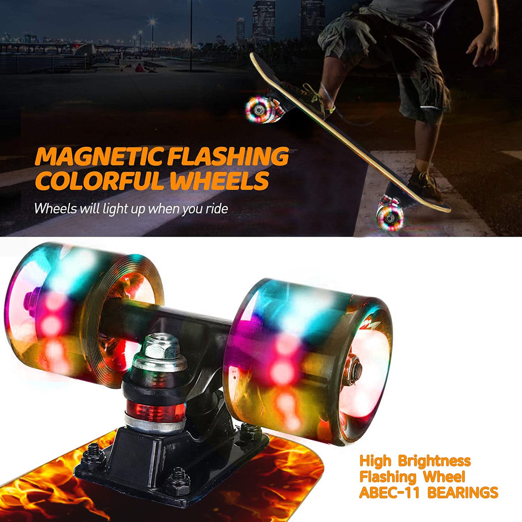 GIEEU Complete Skateboard – 31x8 Inch 9-Layer Maple with Flashing Wheels