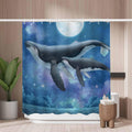 Woutay Whale Family Shower Curtain – Mold Resistant Polyester Fabric
