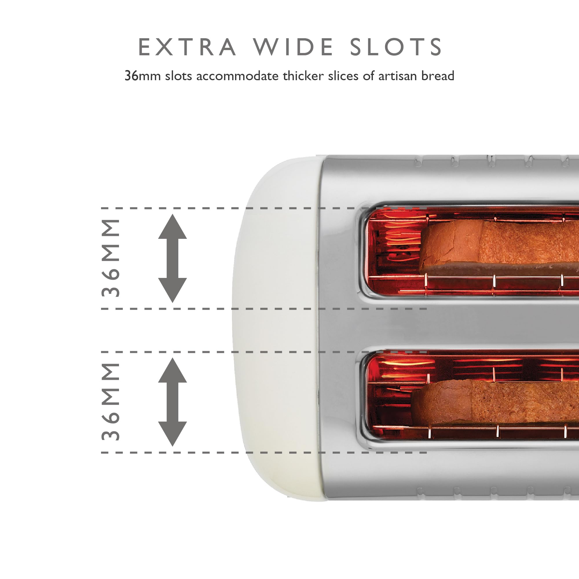 Dualit 2 Slice Lite Toaster - Polished White with 36mm Wide Slots