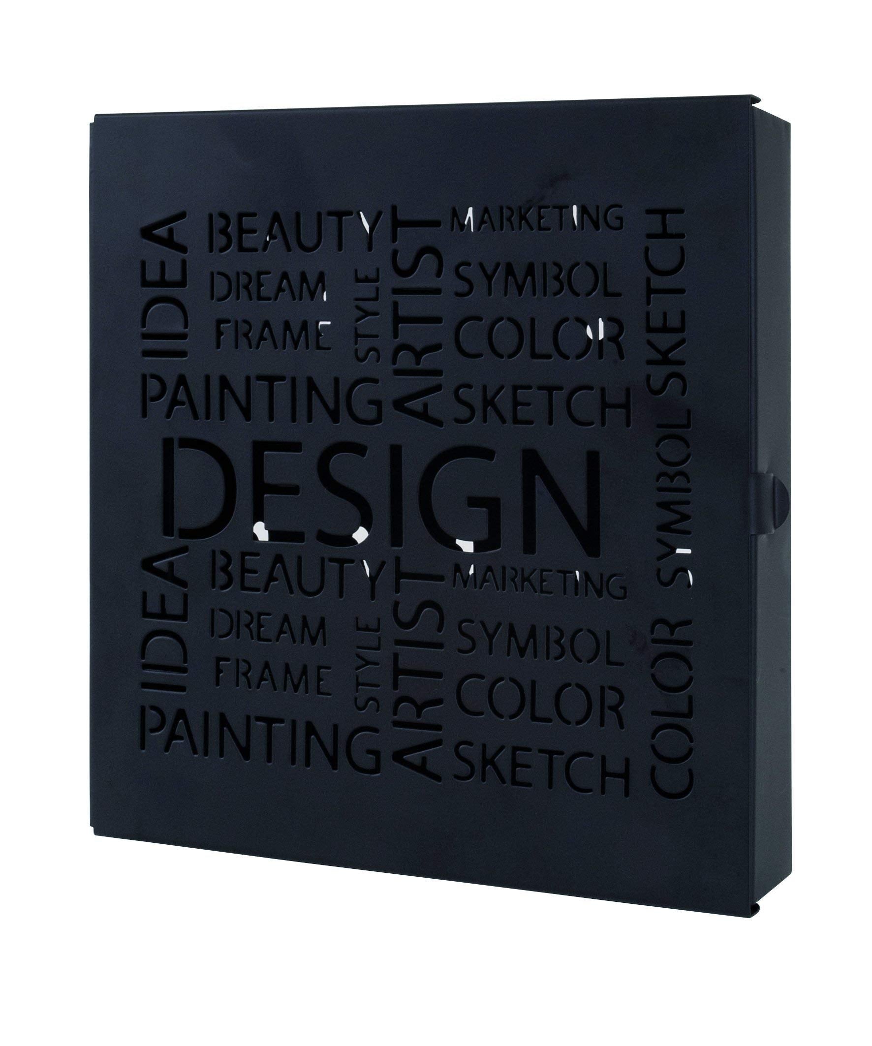 HAKU Möbel Modern Black Metal Key Box – Wall Organizer with 10 Hooks