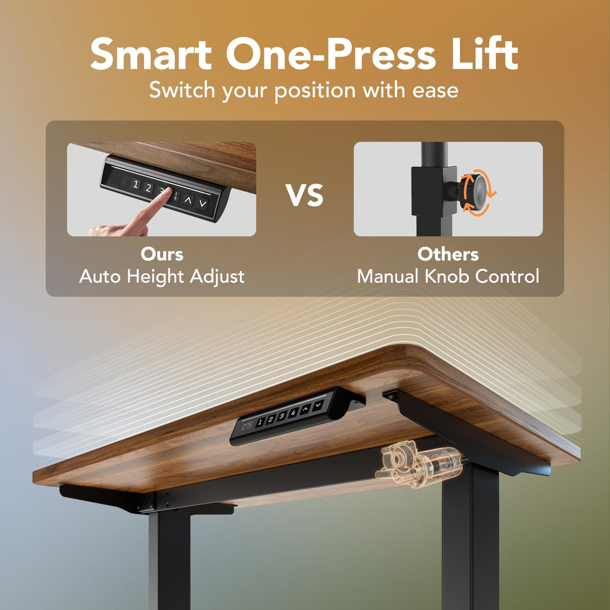HUANUO Standing Desk 160x80cmcm mit 4 Memory height settings