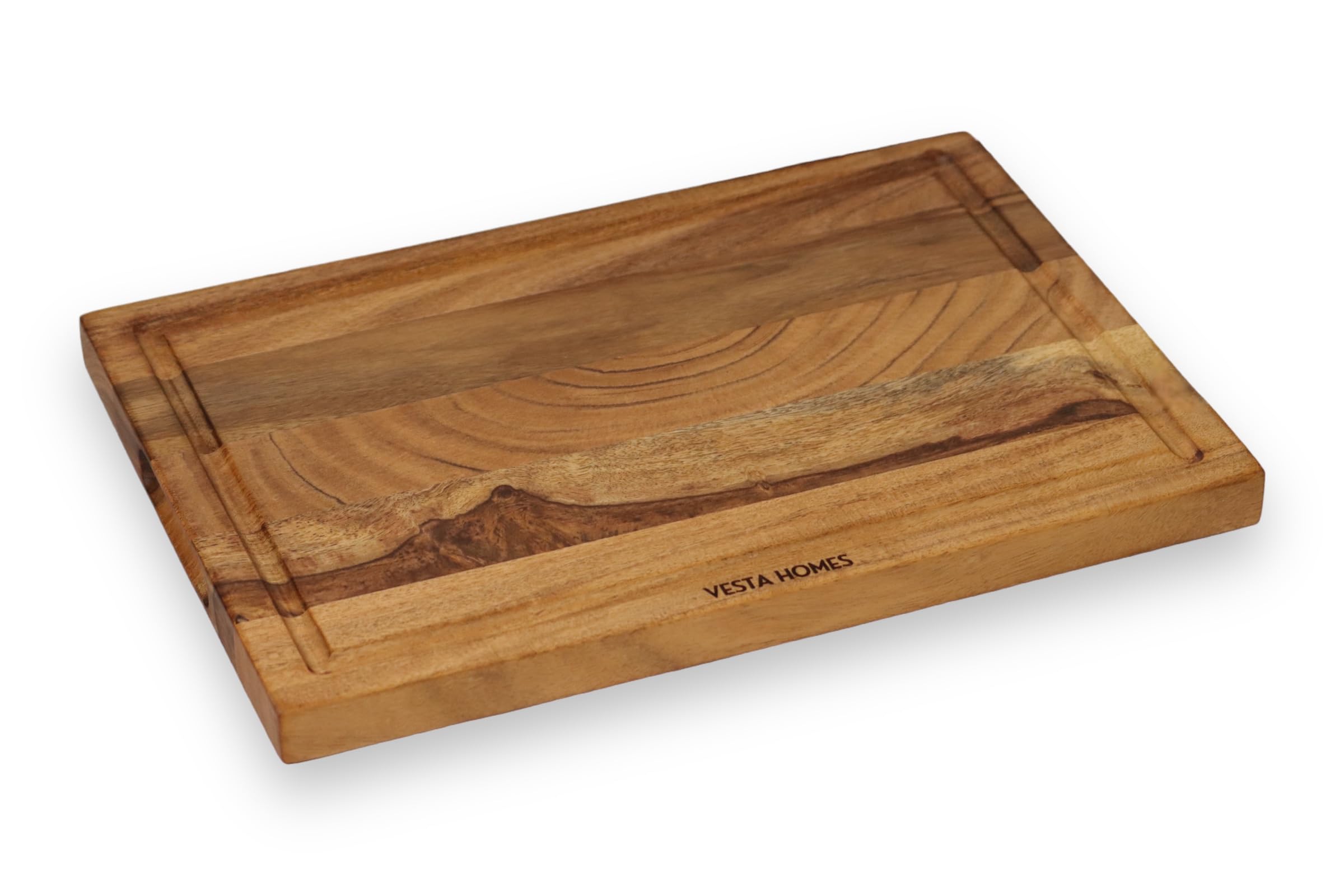 Vesta Homes Sheesham Wood Chopping Board with Juice Grooves | 38cm