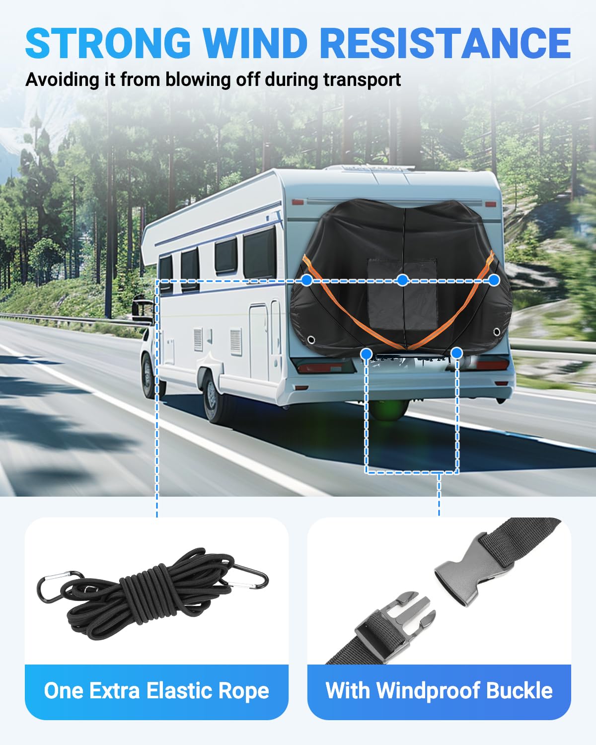 SUPAREE 3-Bike Waterproof Cover | 420D Heavy Duty Oxford for RV Transport
