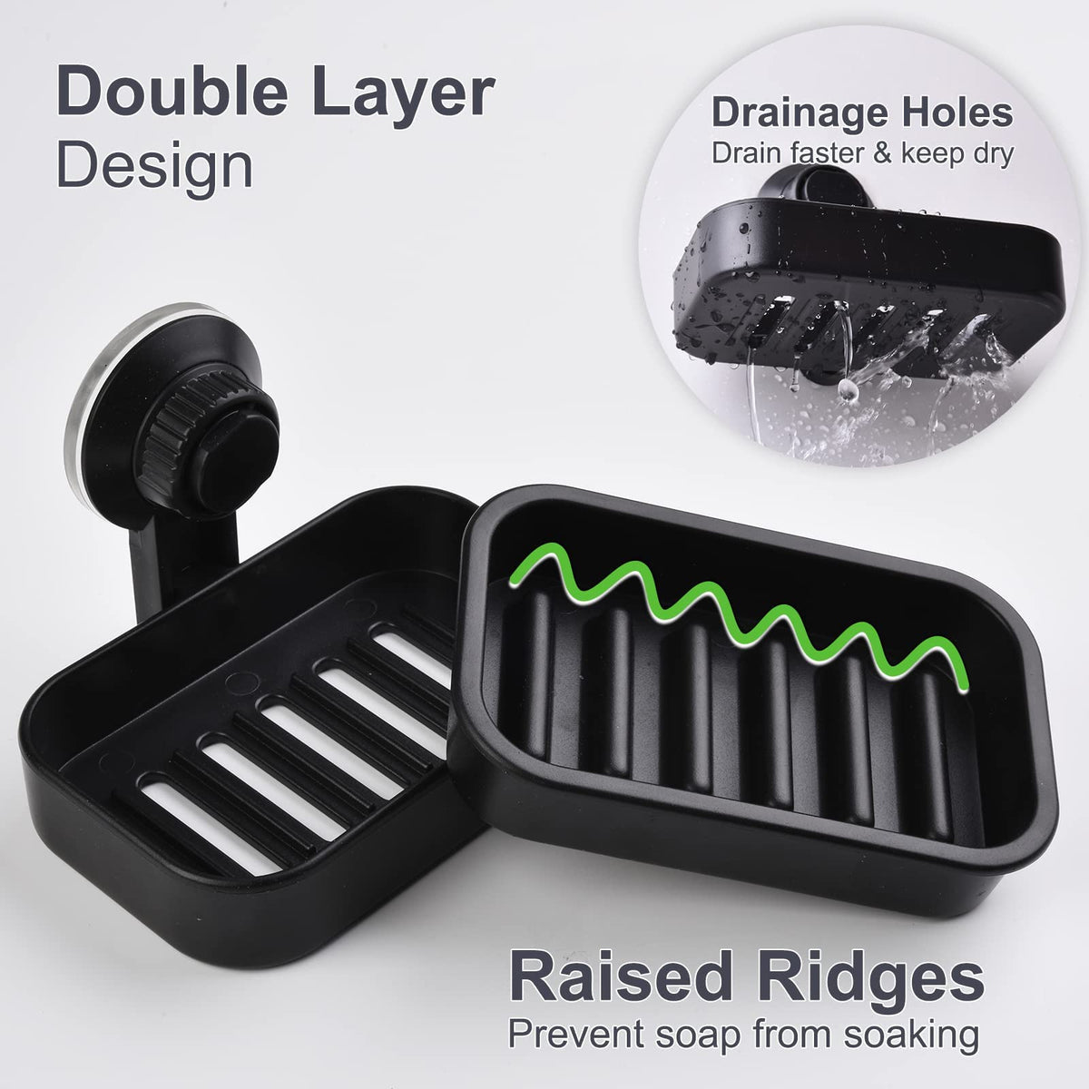 MR.HOKWY Suction Cup Soap Holder for Shower Wall, Bathroom, Tub and Kitchen Sink Powerful Vacuum Suction Plastic Soap Holder - image 3