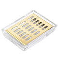 Glass Soap Dish 11.3 x 8.5 x 2.4cm Stainless Steel Soap Holder for Bathroom and Shower Double Layer Draining Soap Box Gold tray