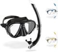 Cressi Matrix & Gamma Diving Snorkelling Set – Low Volume Mask - Black
