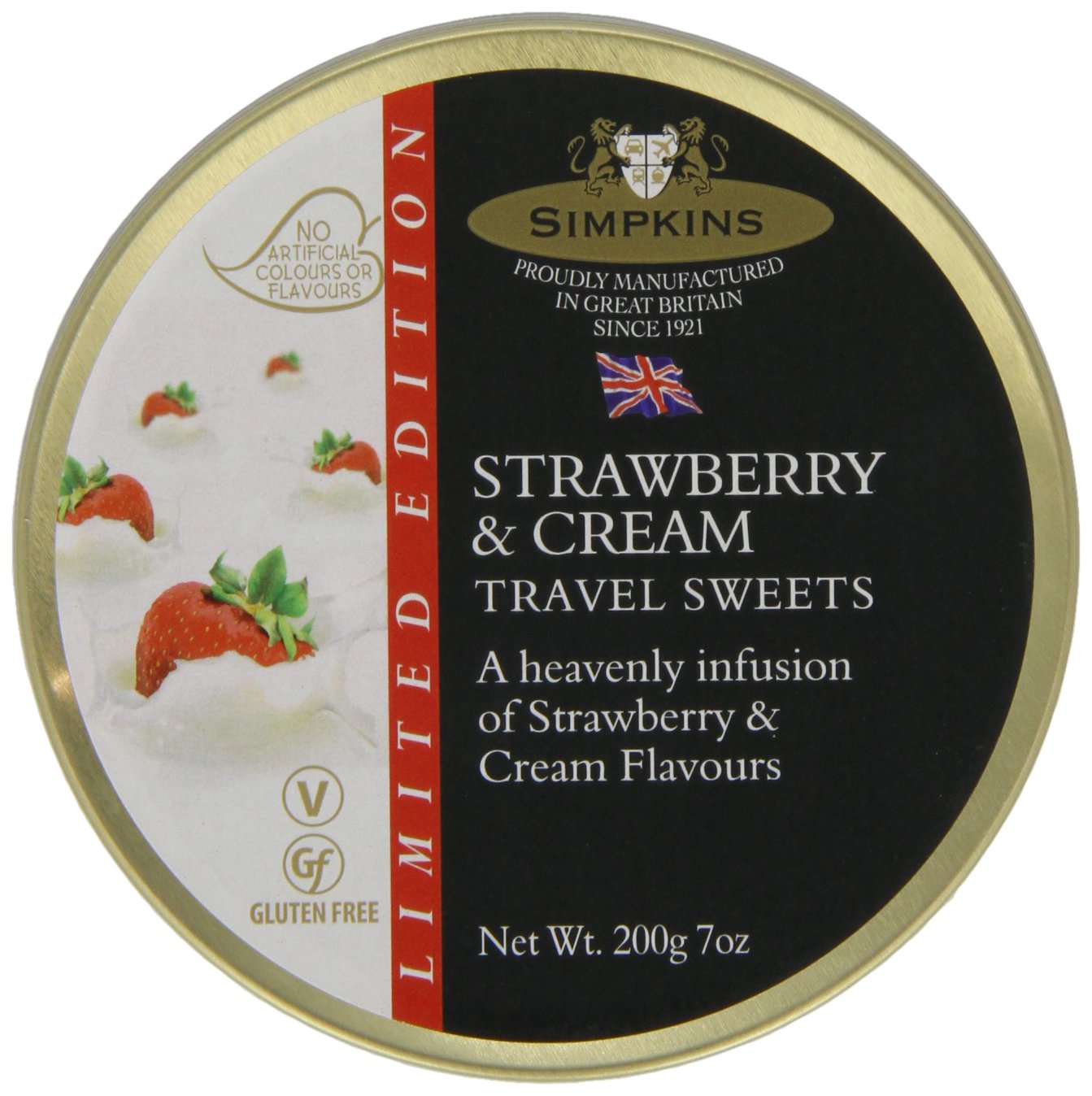 Simpkins Strawberry and Cream Travel Sweets - 200g Hard Candy (Pack of 6)