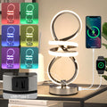 EIDISUNY RGB Bedside Table Lamp – Dimmable Touch Control with USB Ports