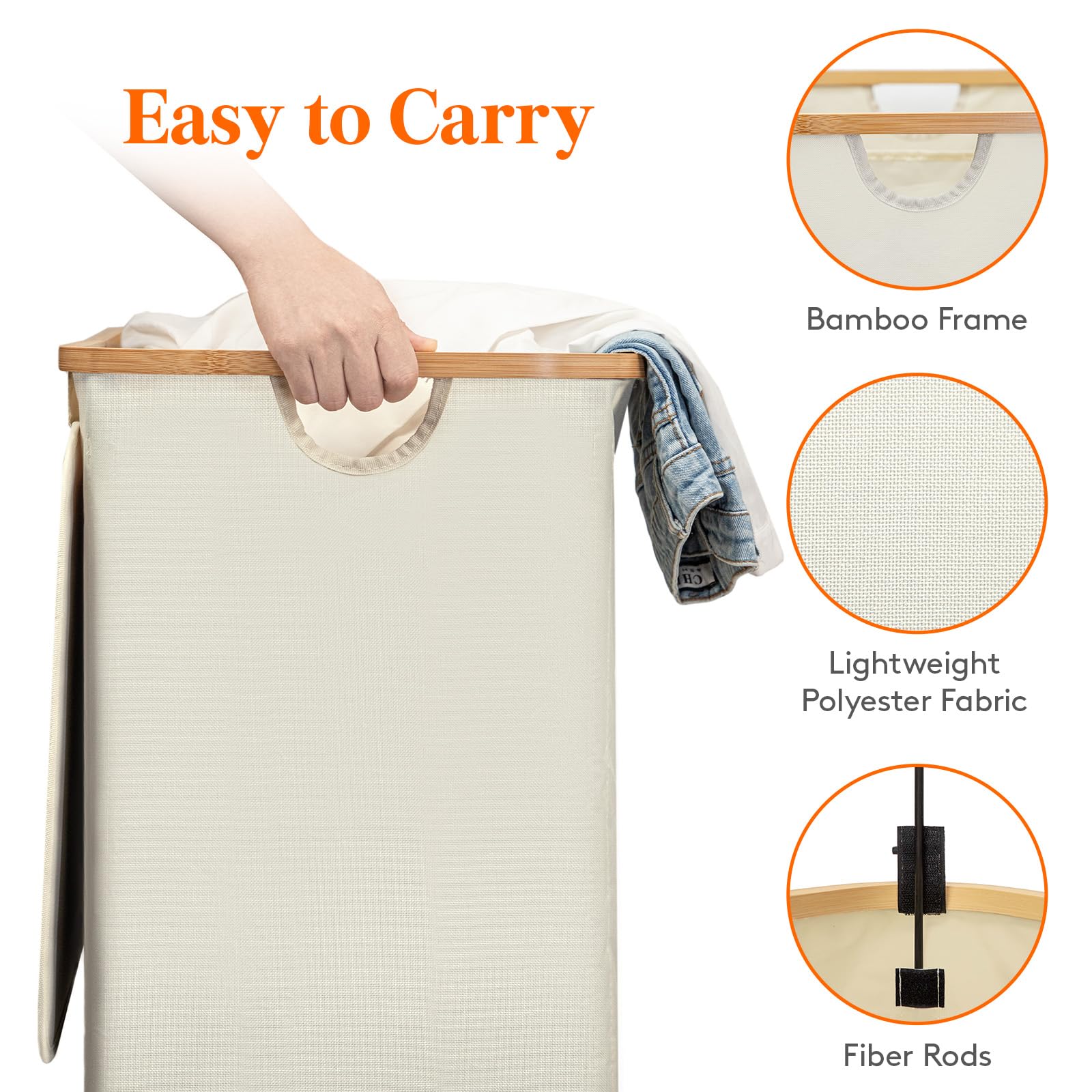Lifewit 150L Laundry Basket with Lid | Foldable Hamper with Bamboo Handles