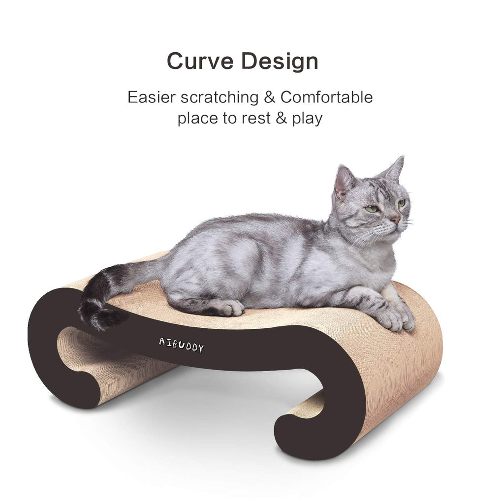 Aibuddy 2-in-1 Cat Scratcher Lounge | Durable Cardboard Bed & Toy