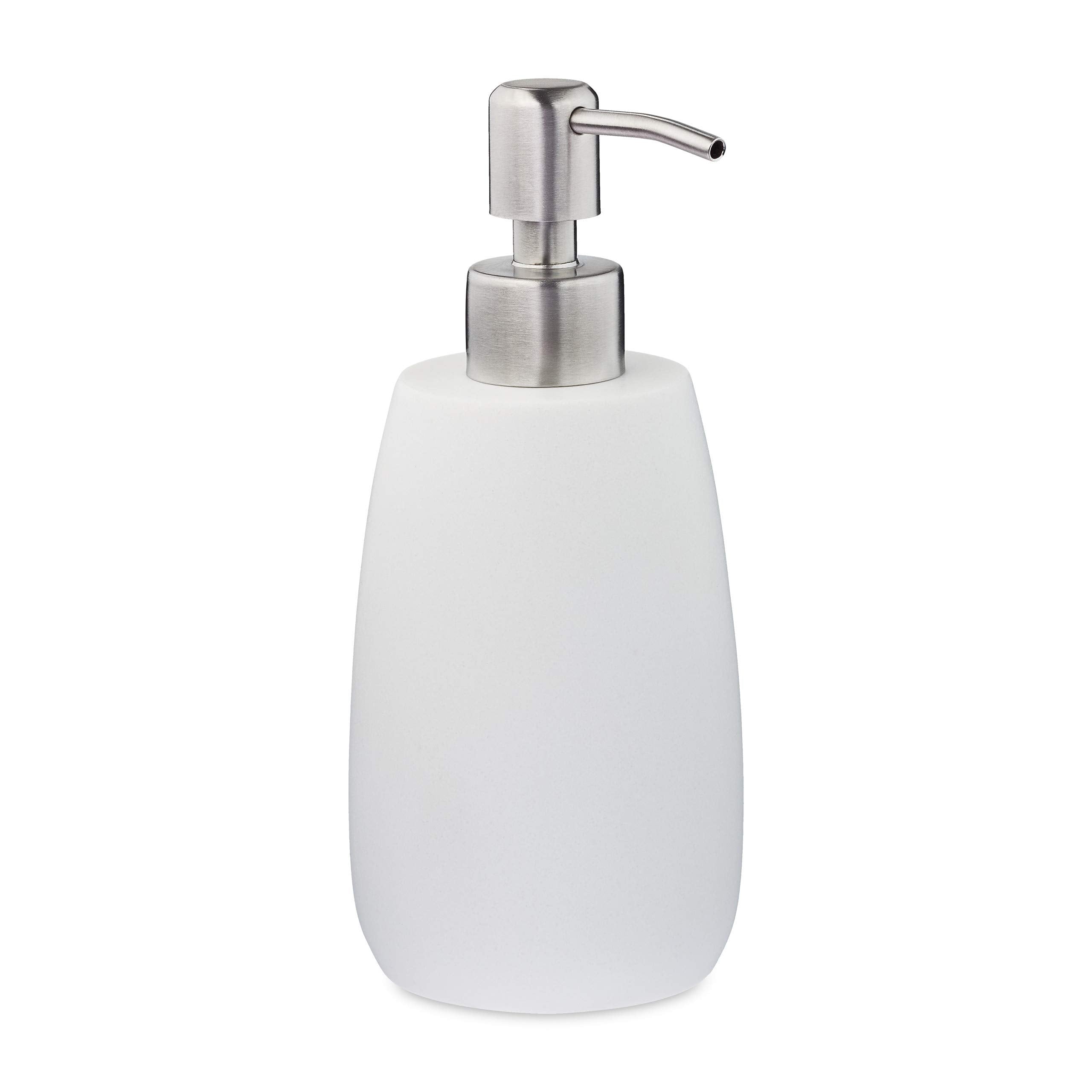 Relaxdays Stone Effect Soap Dispenser | White Stainless Steel - 300ml