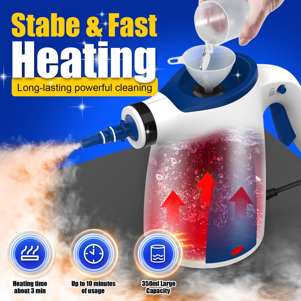 Handheld Steam Cleaner – Portable 1050W Steamer with 9 Accessories