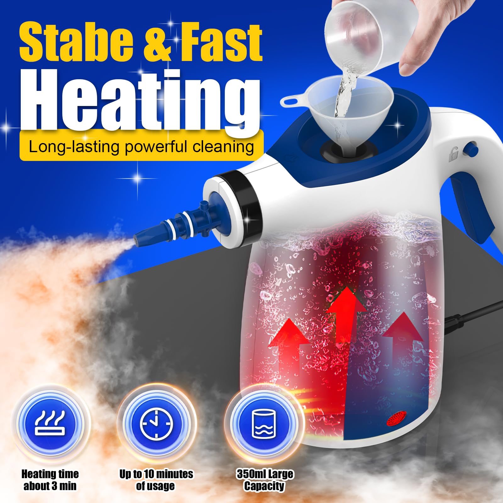 Handheld Steam Cleaner – Portable 1050W Steamer with 9 Accessories