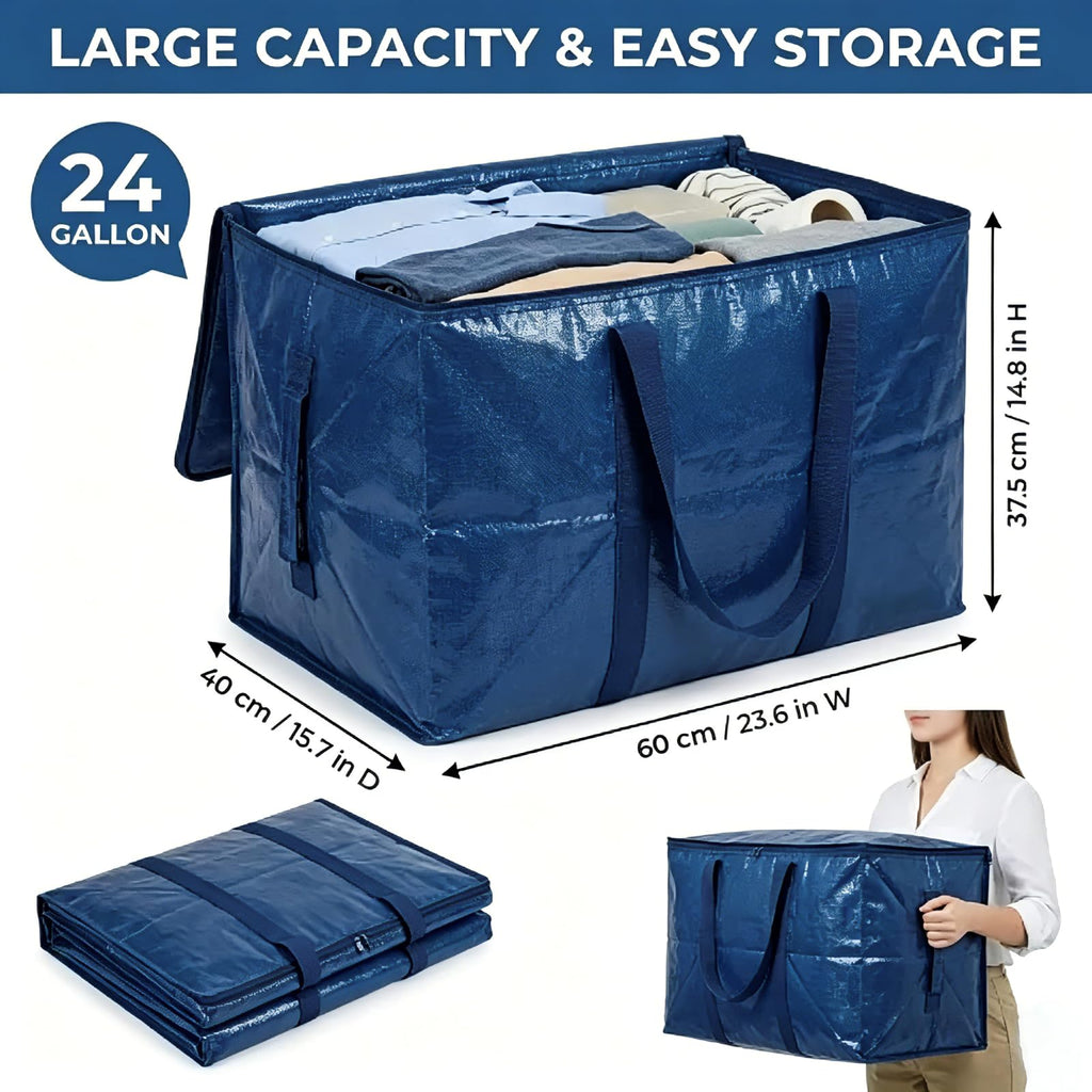 Boyfield Moving Bags 90L 4 Pack Storage Boxes Heavy Duty Packing Boxes with Zips, Clear Moving Boxes Foldable PP Storage Bags for Clothes, Bedding - image 5