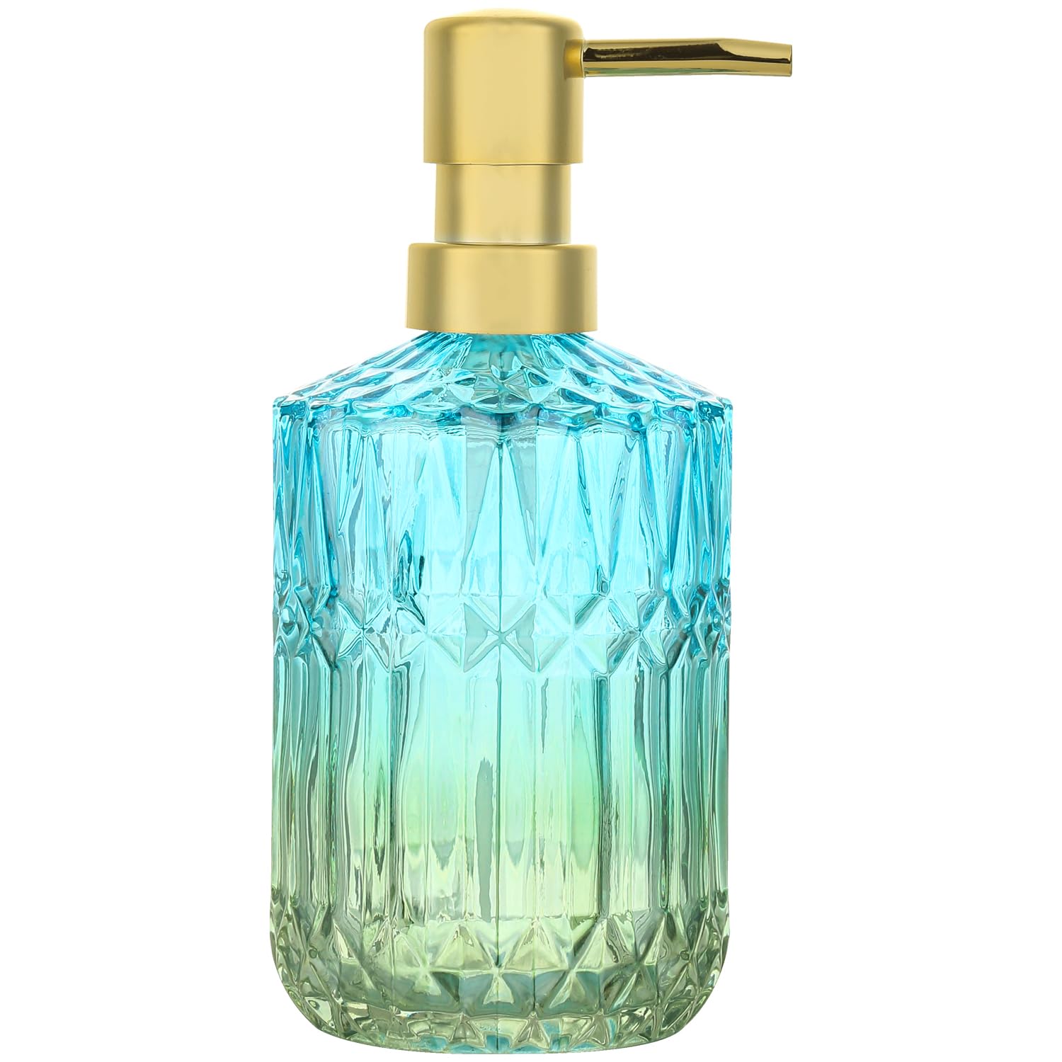 Glass Soap Dispenser with Pump – Blue Green Refillable Bottle