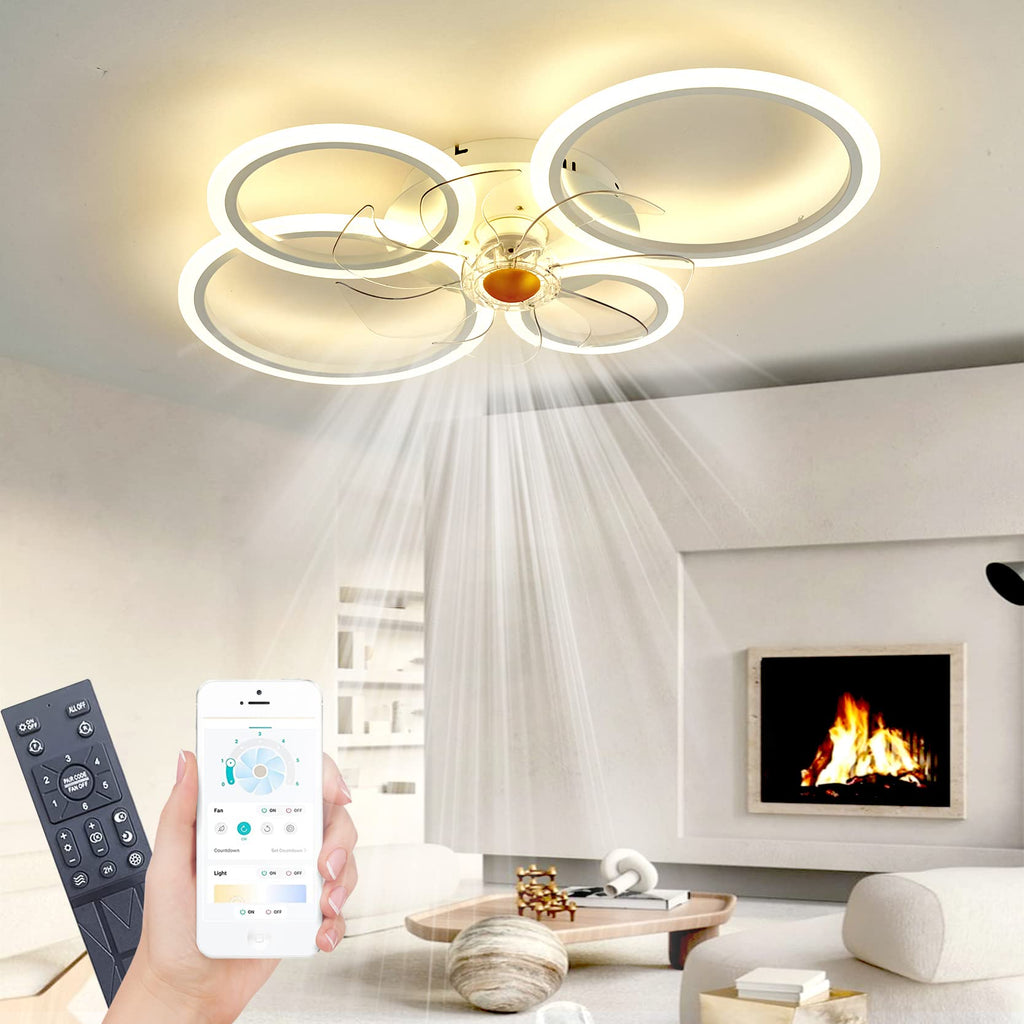 WODA Shang Mao Ceiling Fan with Light – Dimmable LED, 6-Speed, White