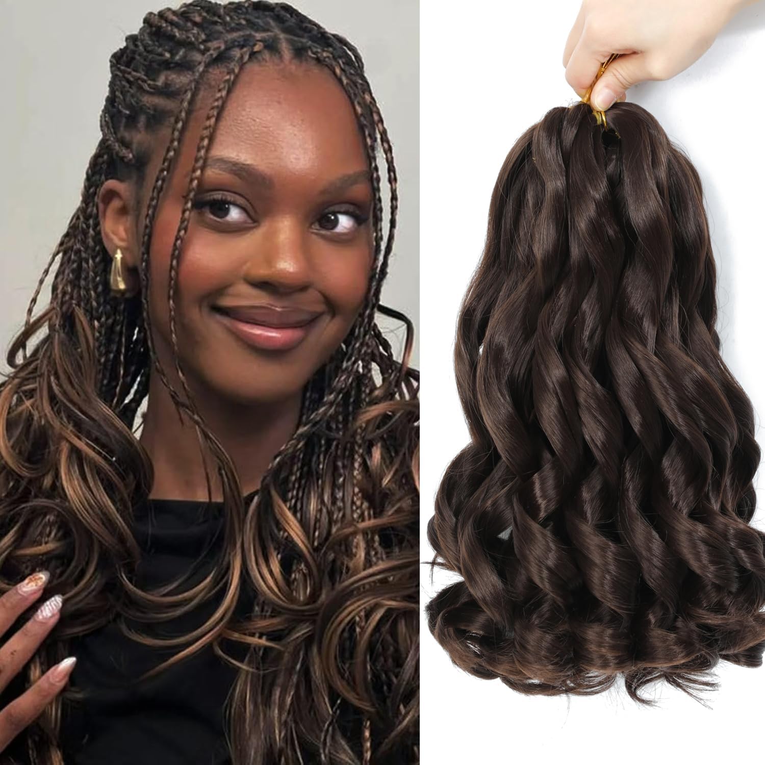 French Curly Braiding Hair – 16 Inch Pre-Stretched 8 Packs