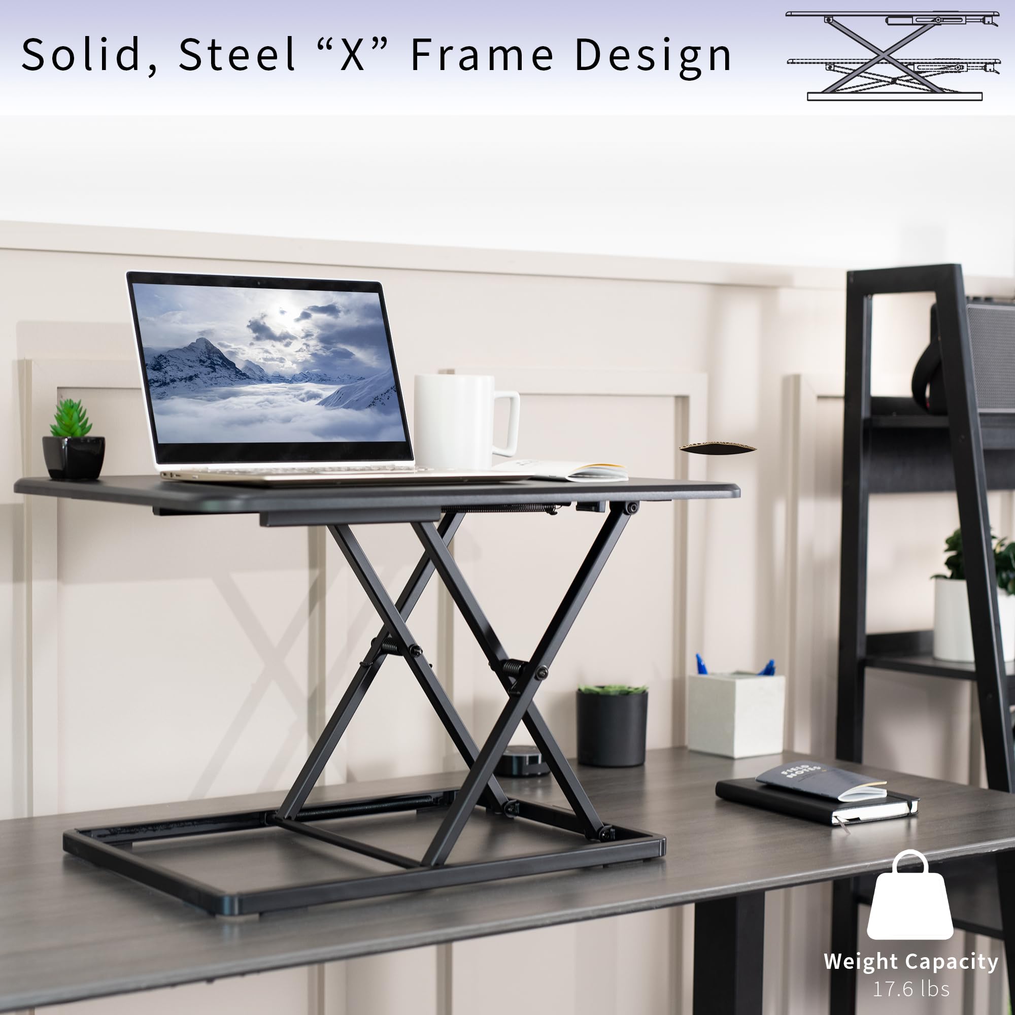VIVO Standing Desk Riser | Ultra-Slim Height Adjustable Desk Converter