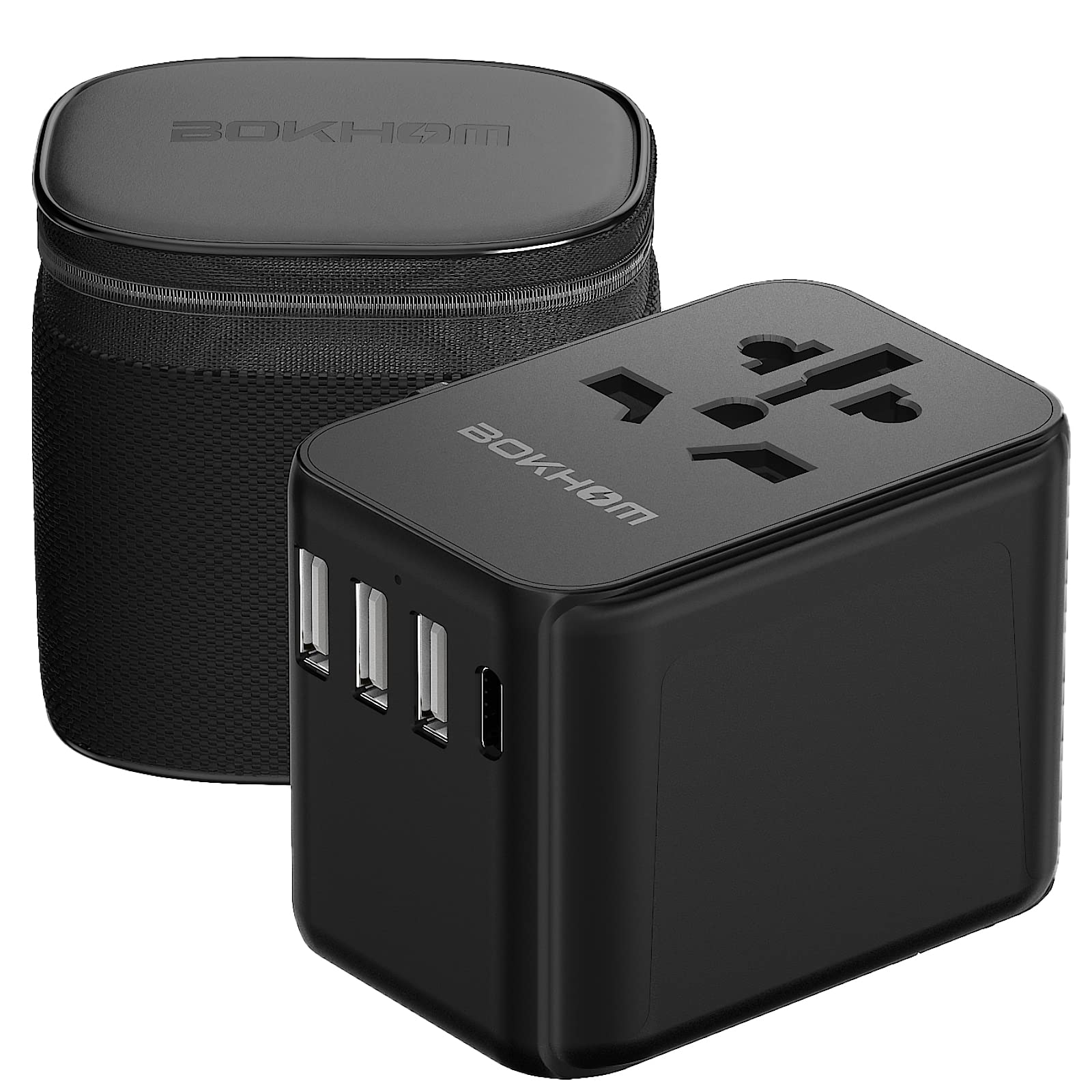 Jolof Store Universal Travel Adapter – USB-C & A Ports with Carry Pouch