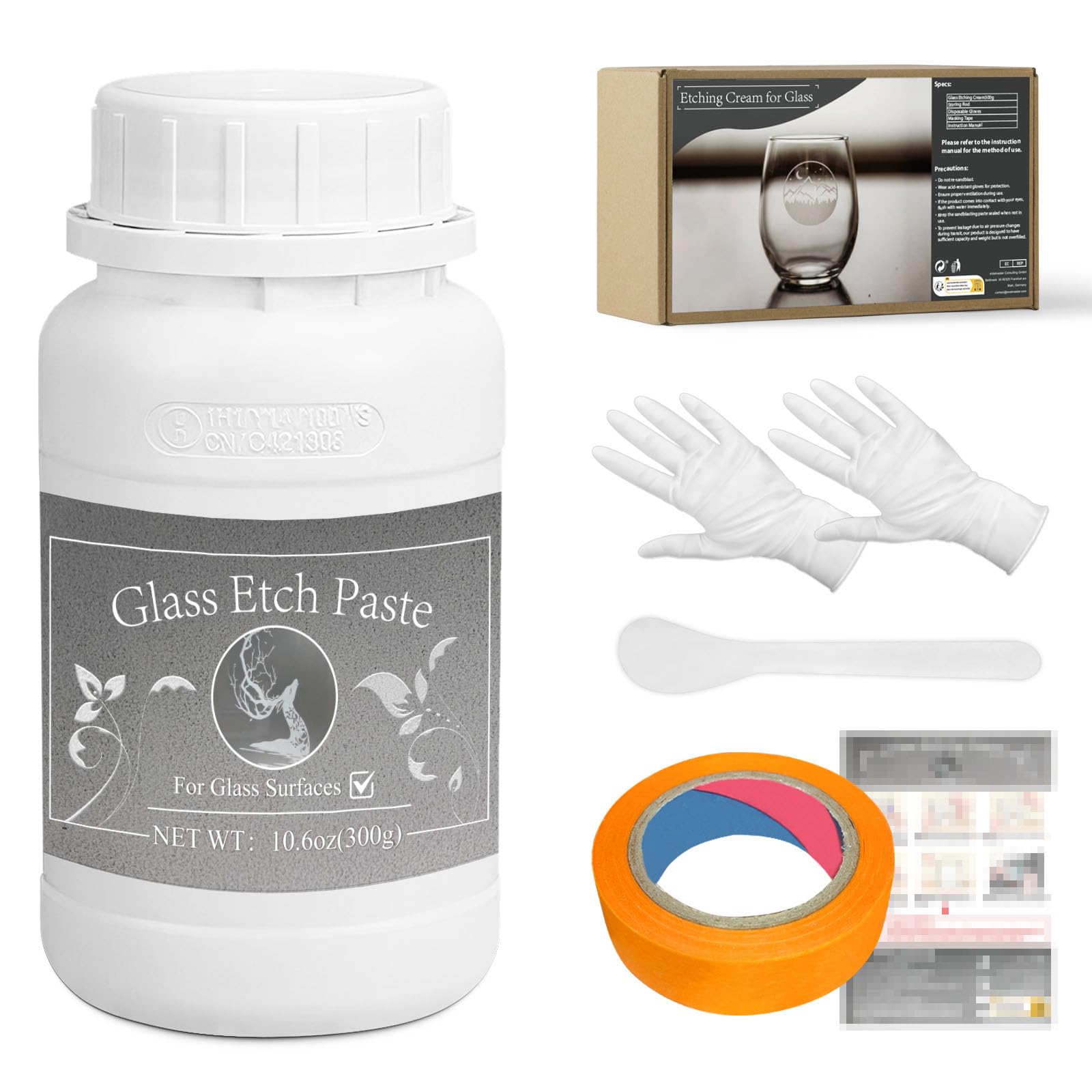 WAN2TLK Glass Etching Paste – 300g DIY Kit for Custom Glass Designs