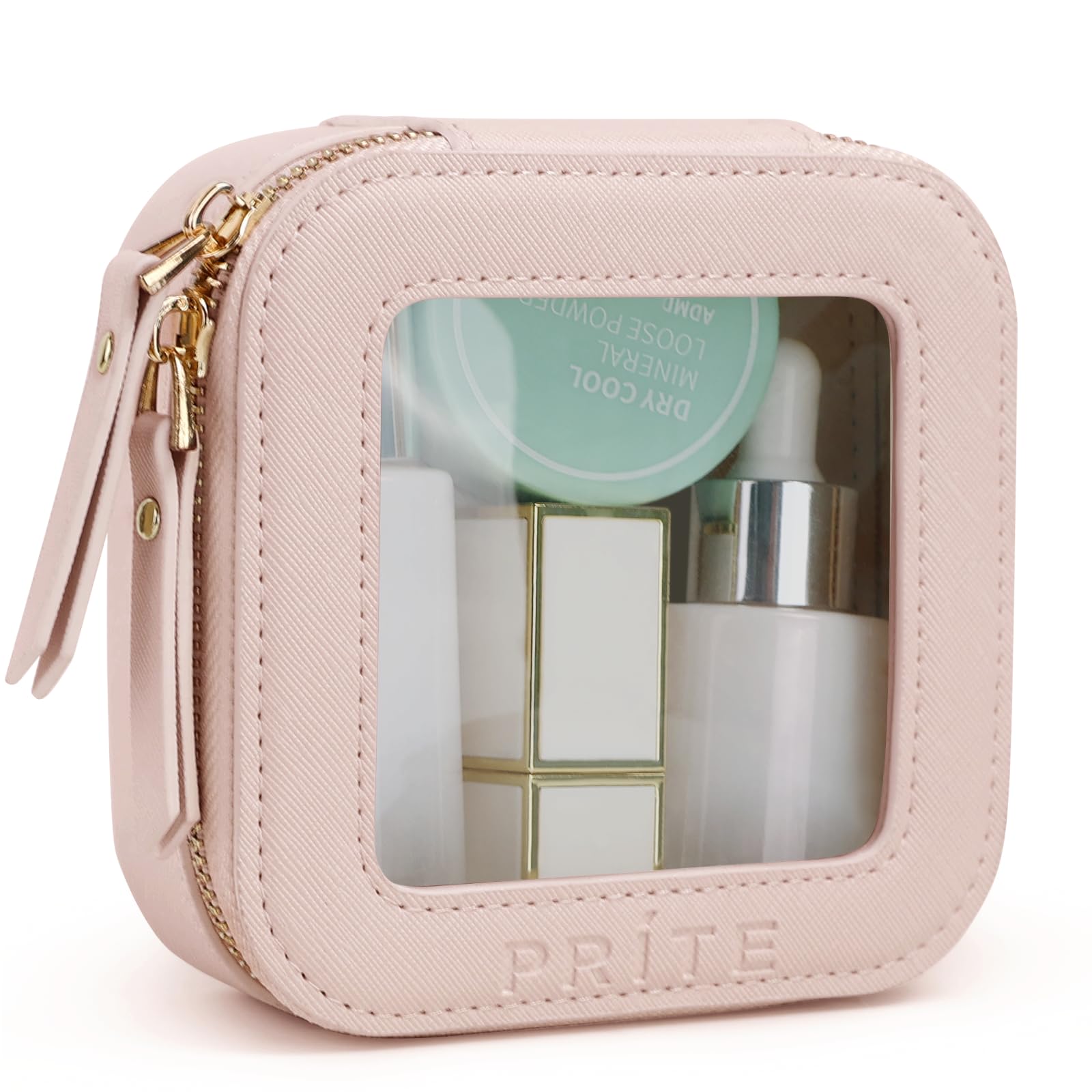 Prite Clear Makeup Bag | PU Leather Travel Toiletry Pouch with Gift Box