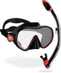 Cressi F-Dual Mask & Supernova Dry Snorkel Combo – Black/Red