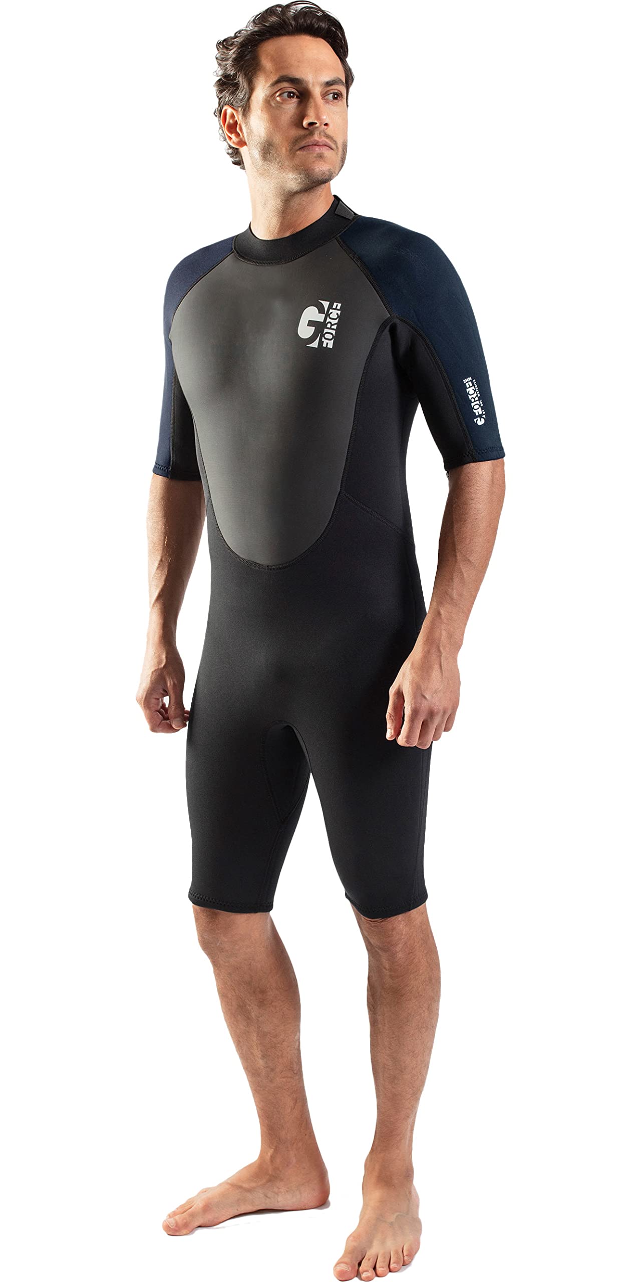 Gul Mens G-Force 3mm Shorty Wetsuit – Black Navy Neoprene – D-Flex