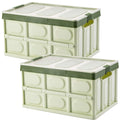 Tuevob Collapsible Storage Bins 2 Pack 30L - Lidded Plastic Tote Container with Stackable Folding Utility Crate for Clothes, Toys, Books, Snacks