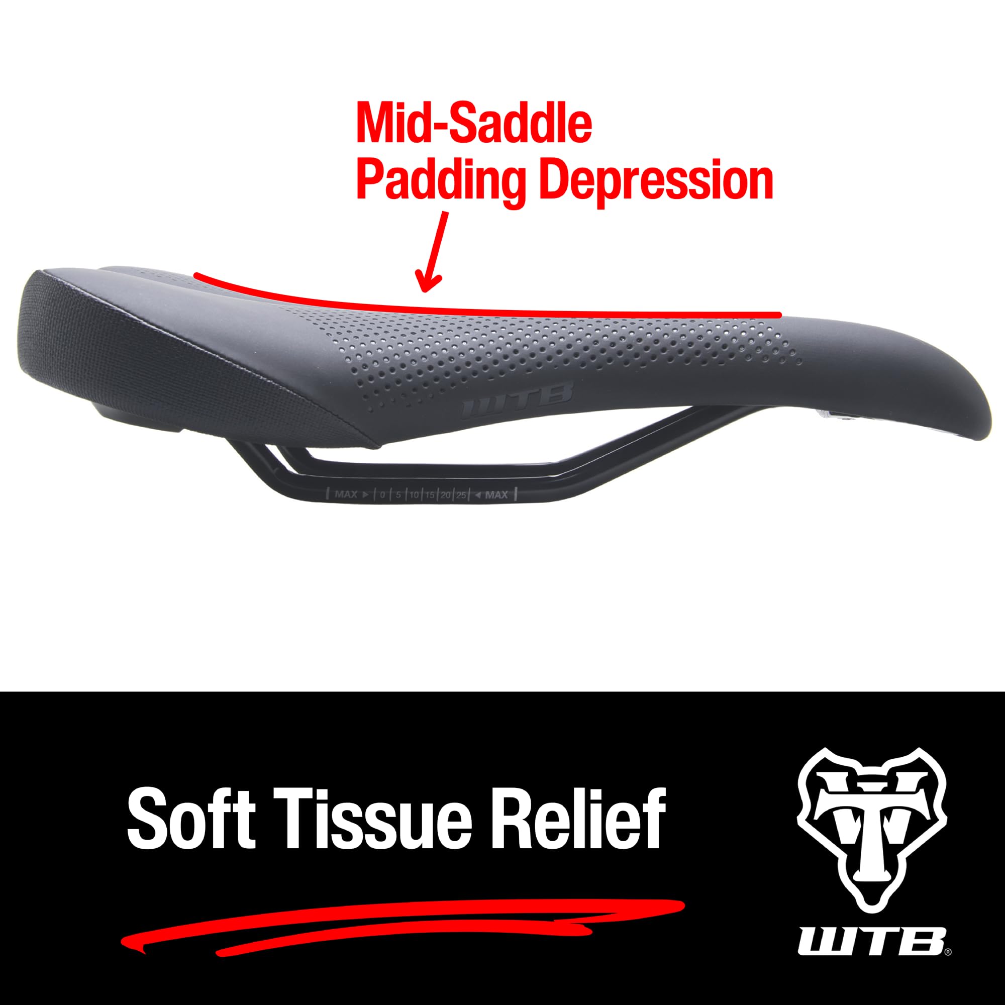 WTB Volt Medium Bike Saddle | Steel Rails 142mm Mountain Bike Seat