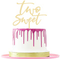 LOVENJOY Two Sweet Cake Topper – Gold 2nd Birthday Party Decorations