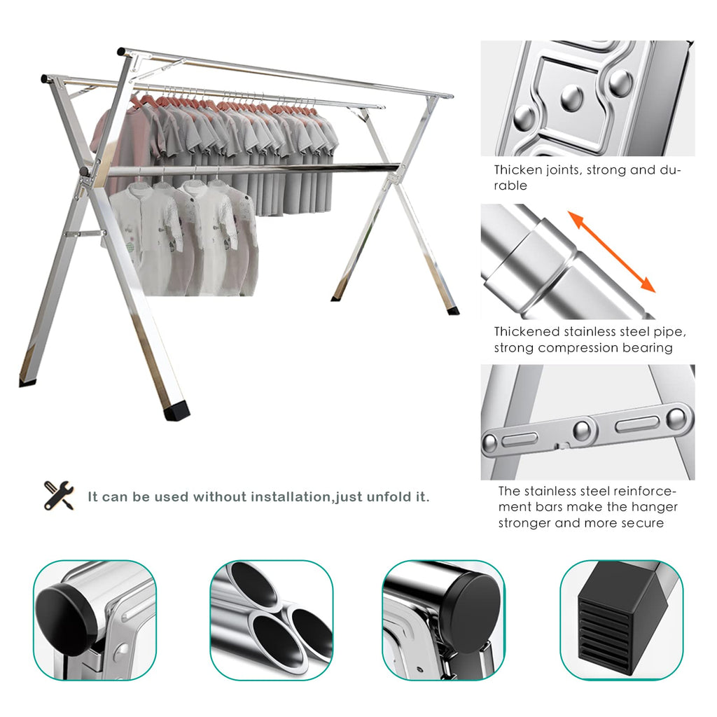 Jolof Store Stainless Steel Foldable Clothes Drying Rack – 94.5 Inch