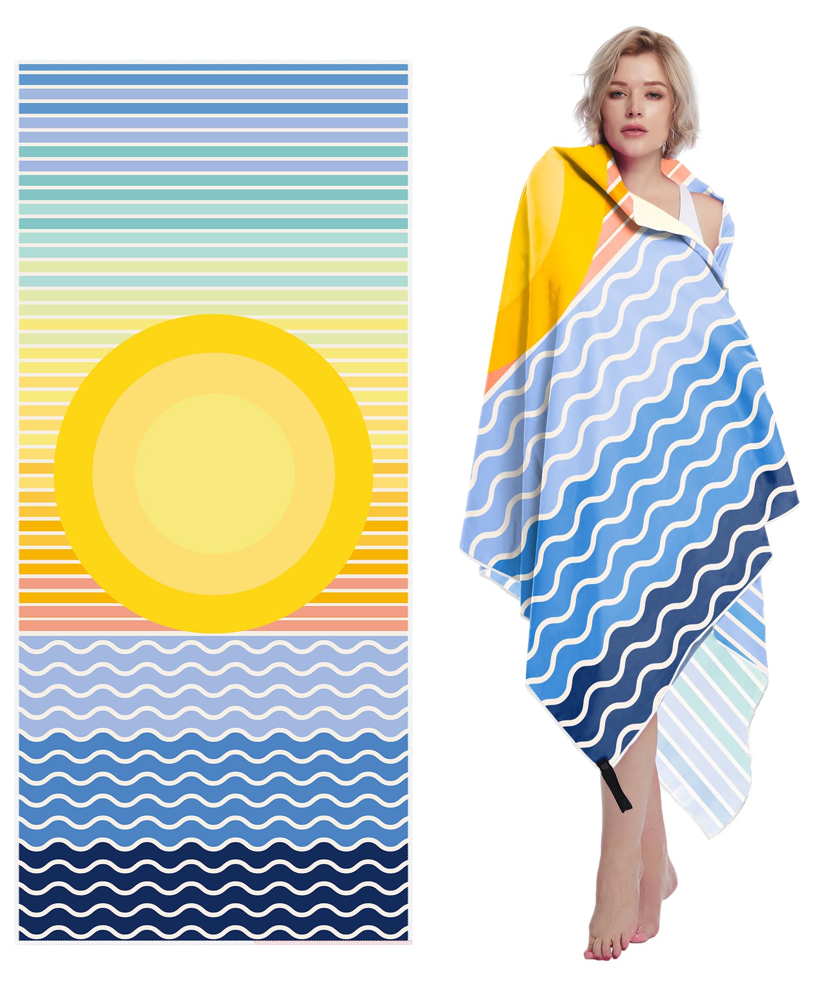 Style Slice Sand Free Microfibre Beach Towel - Quick Dry XL 200x90cm