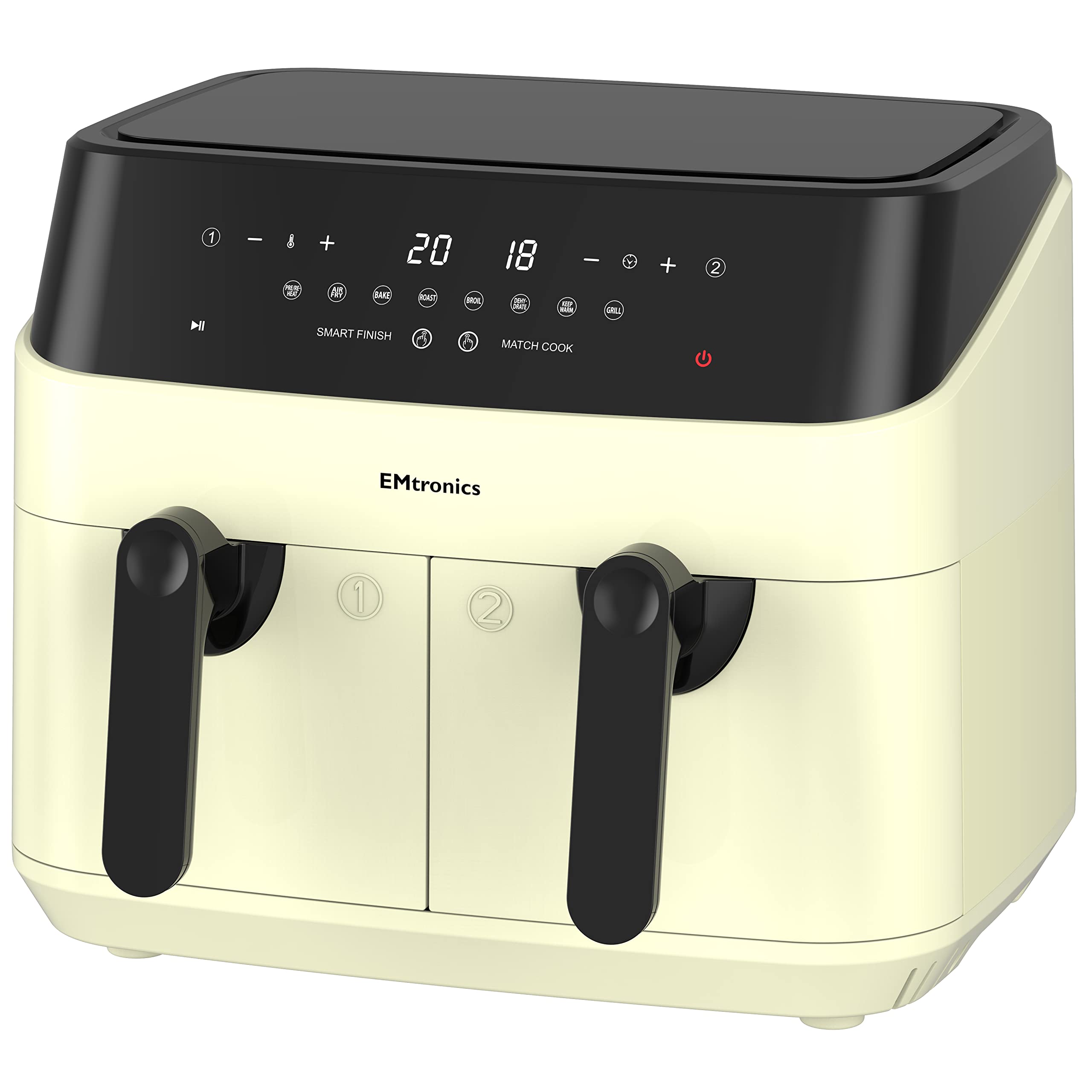 EMtronics Dual Air Fryer | 9L Extra Large Double Basket Digital Cooker