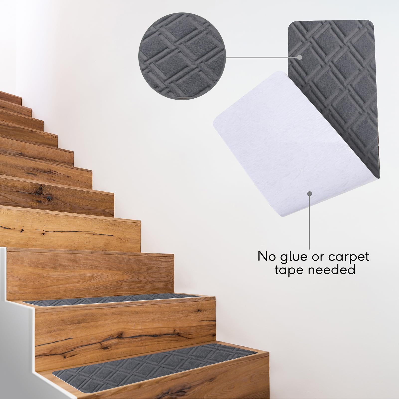 Triceratops Non-Slip Stair Treads - 14-Pack Washable Wool Blend Runners