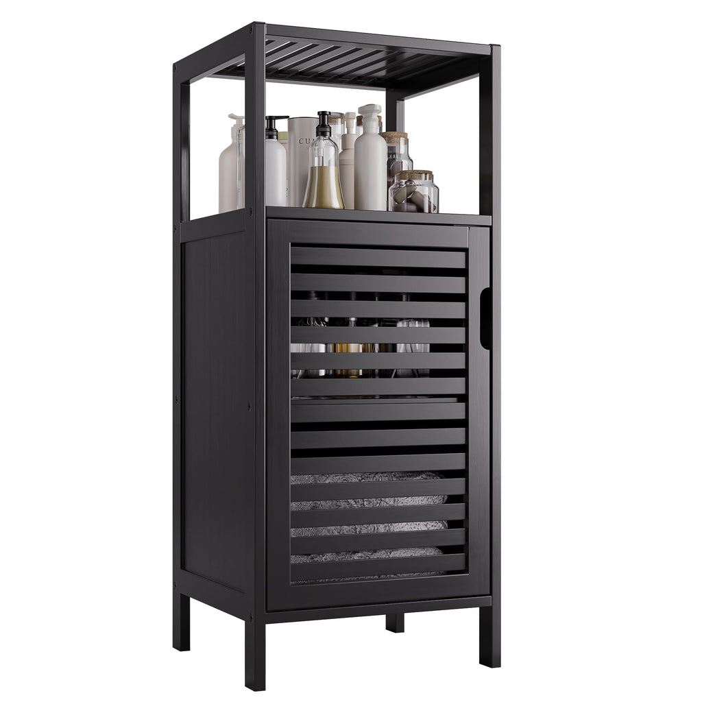 HITNET Bamboo Bathroom Floor Cabinet | 4-Tier Narrow Storage Cupboard