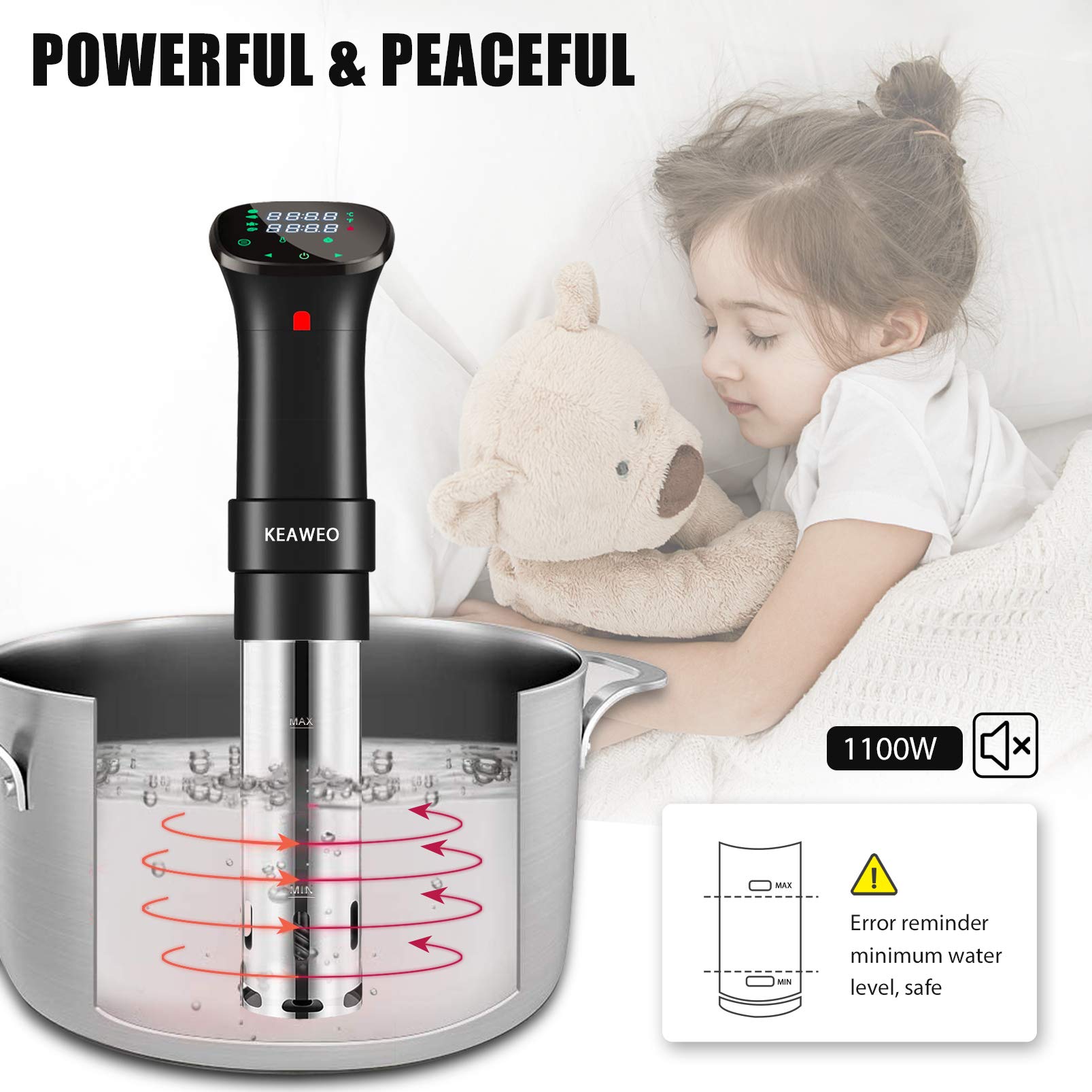 KEAWEO Sous Vide Machine | 1100W Thermal Immersion Circulator | Stainless Steel