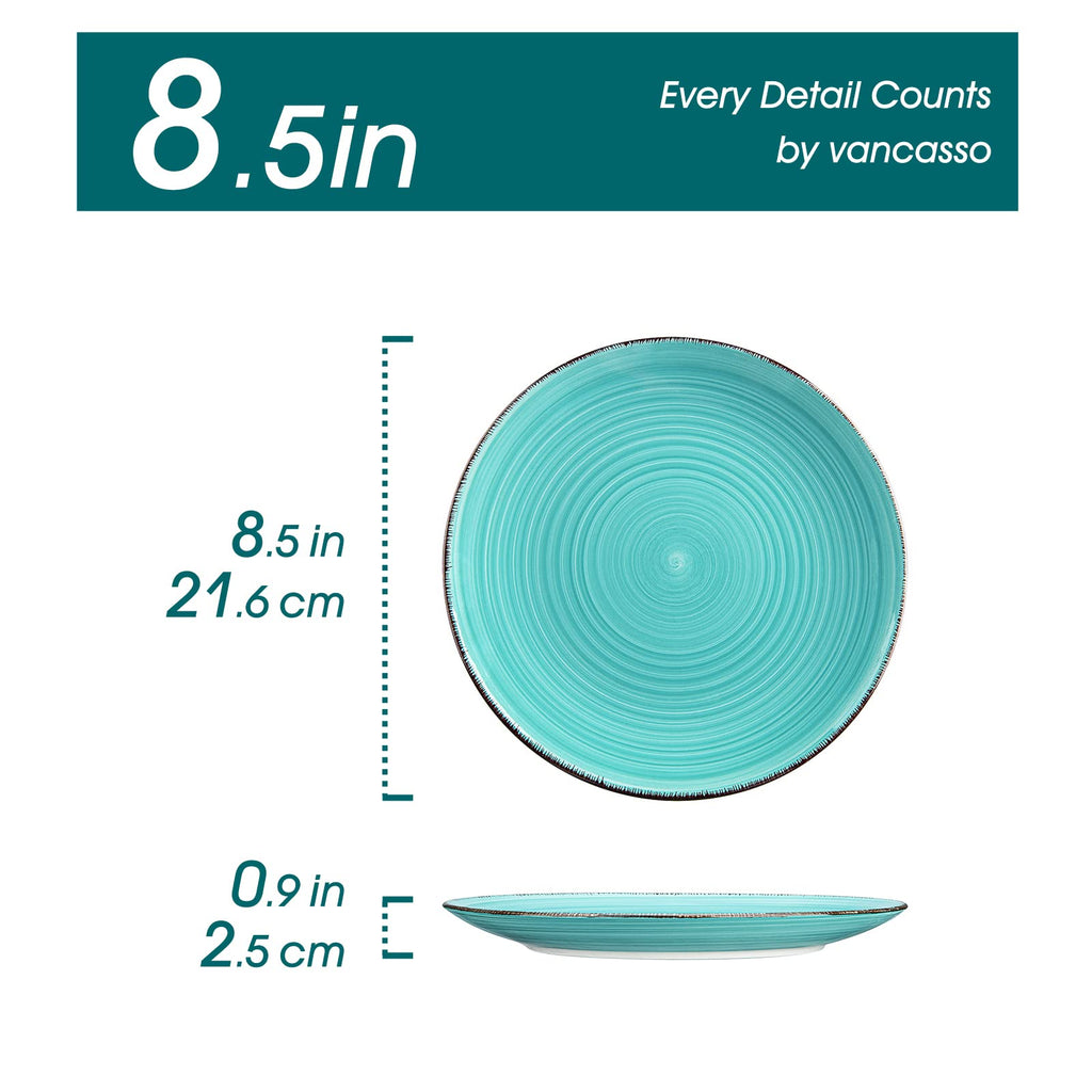 vancasso Bonita 8.5" Ceramic Salad Plates – Set of 6 Colorful Dessert Dishes